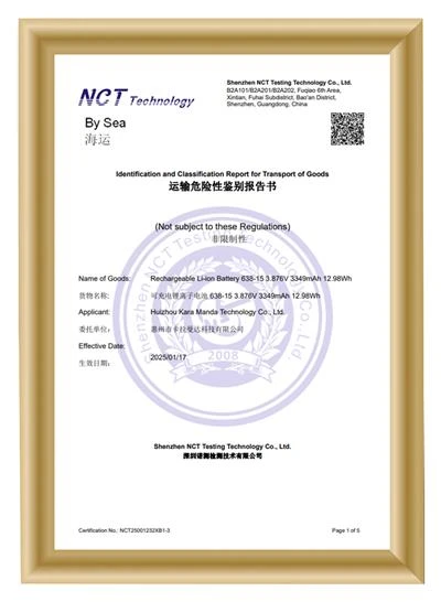 Identification and Classification Report for Transport of Goods Identification and Classification Report for Transport of Goods